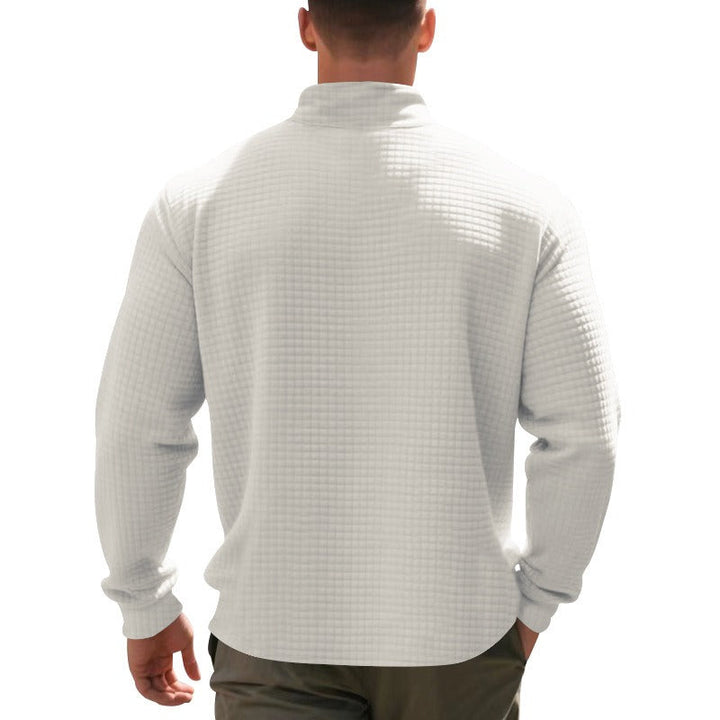 Pull demi-zip pour hommes avec texture gaufrée - Taren