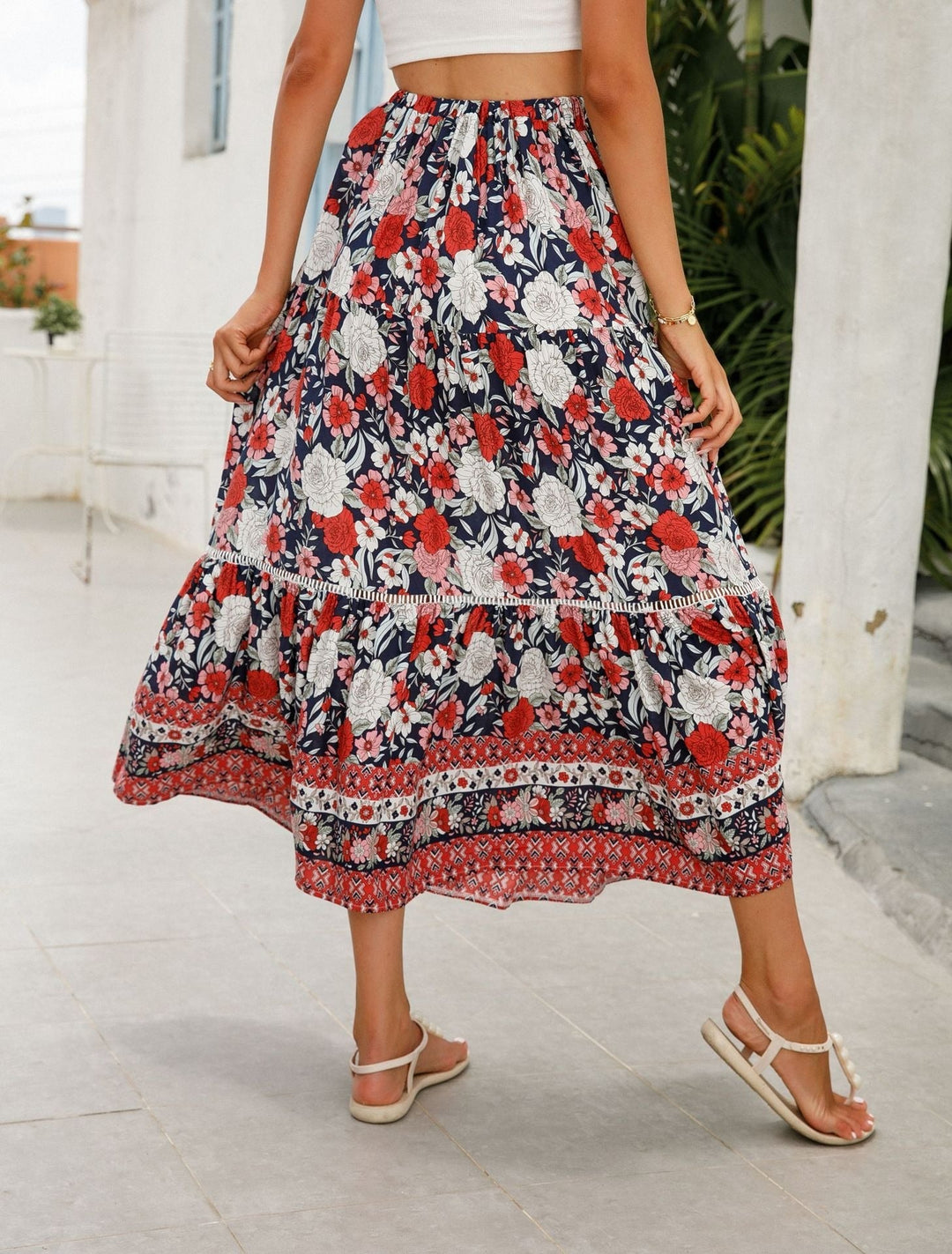 Jupe longue femme imprimé floral bohème - Vianey