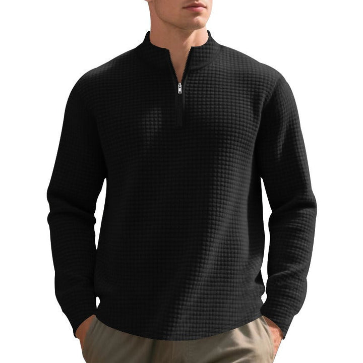 Pull demi-zip pour hommes avec texture gaufrée - Taren