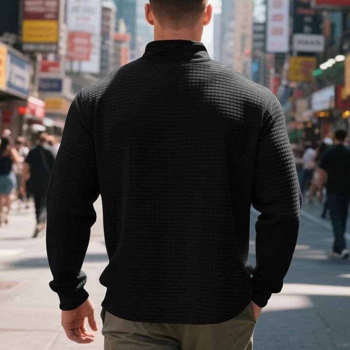 Pull demi-zip pour hommes avec texture gaufrée - Taren