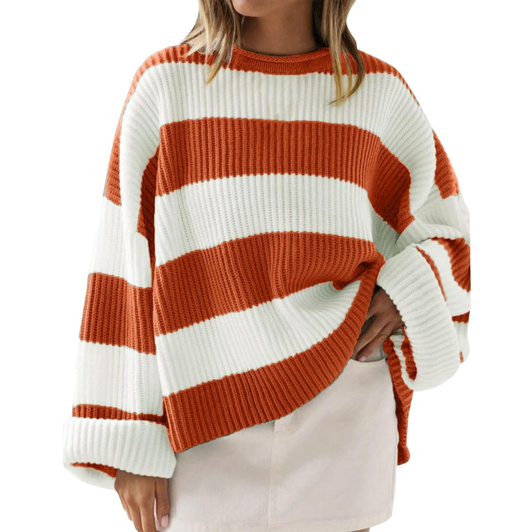 Pull oversize en maille côtelée à larges rayures - Eleanor