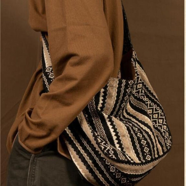 Sac à bandoulière en jacquard tissé de style vintage et ethnique pour femme - Mariana
