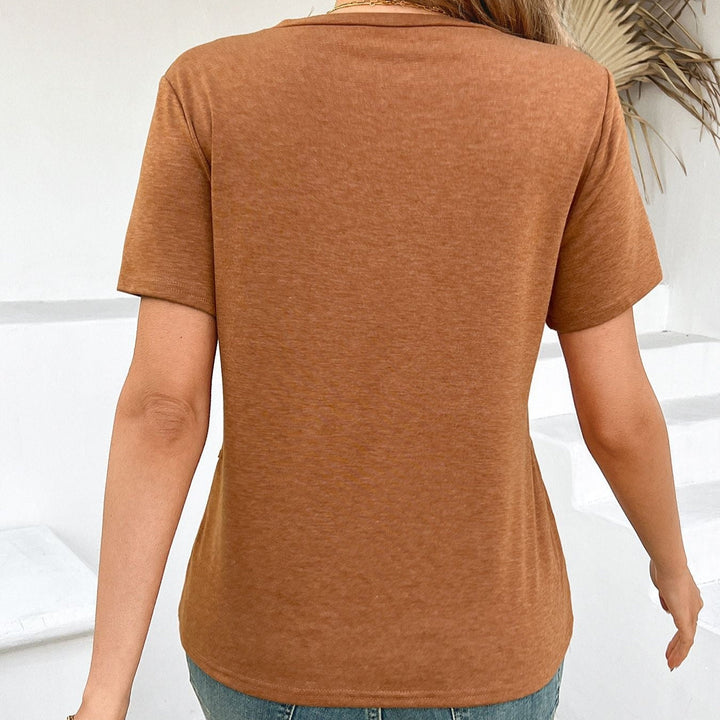 T-shirt femme en coton avec surpiqûres décoratives, style décontracté - Laia