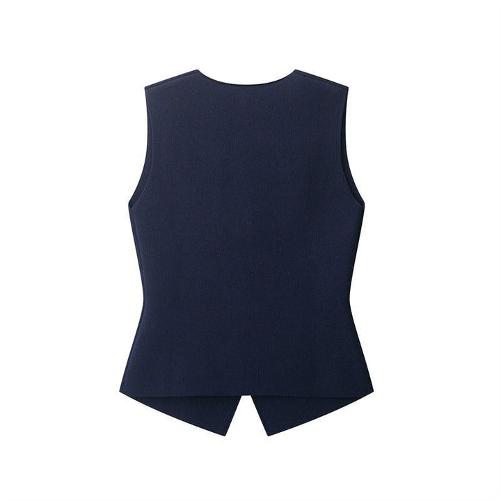 Gilet sans manches pour femme avec boutons dorés, style tailleur - Saray