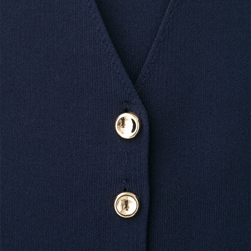 Gilet sans manches pour femme avec boutons dorés, style tailleur - Saray
