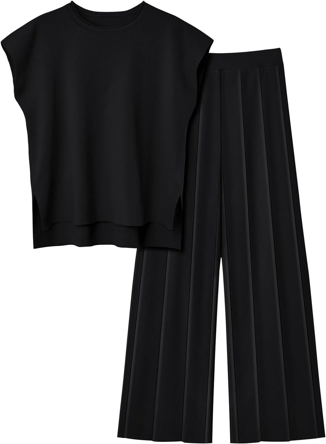 Ensemble top sans manche fluide et pantalon à plis - Oriane