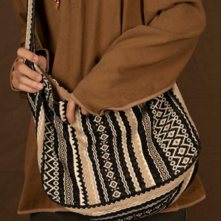 Sac à bandoulière en jacquard tissé de style vintage et ethnique pour femme - Mariana