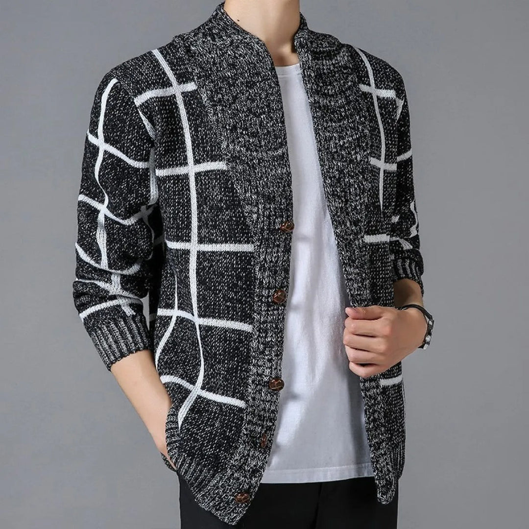 Gilet en maille écossaise avec revers - Adrien