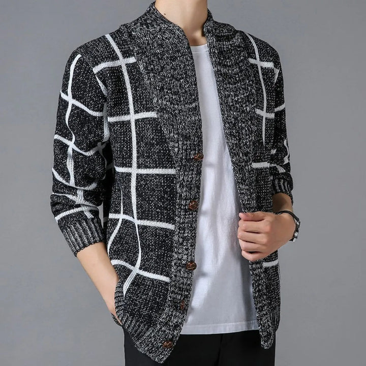 Gilet en maille écossaise avec revers - Adrien