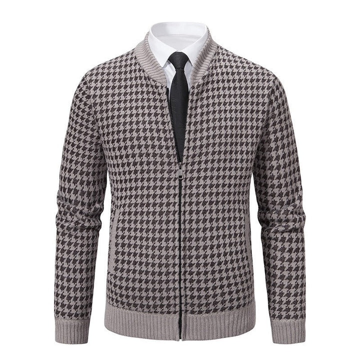 Cardigan zippé élégant à motif pied-de-poule pour hommes décontractés - Søren