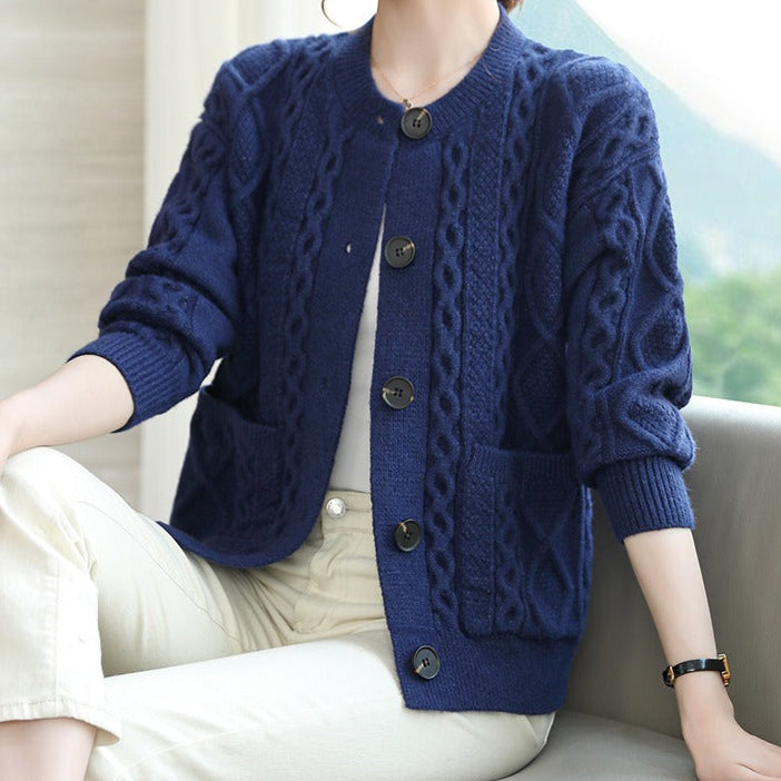 Gilet tricoté pour femme avec gros boutons - Liora