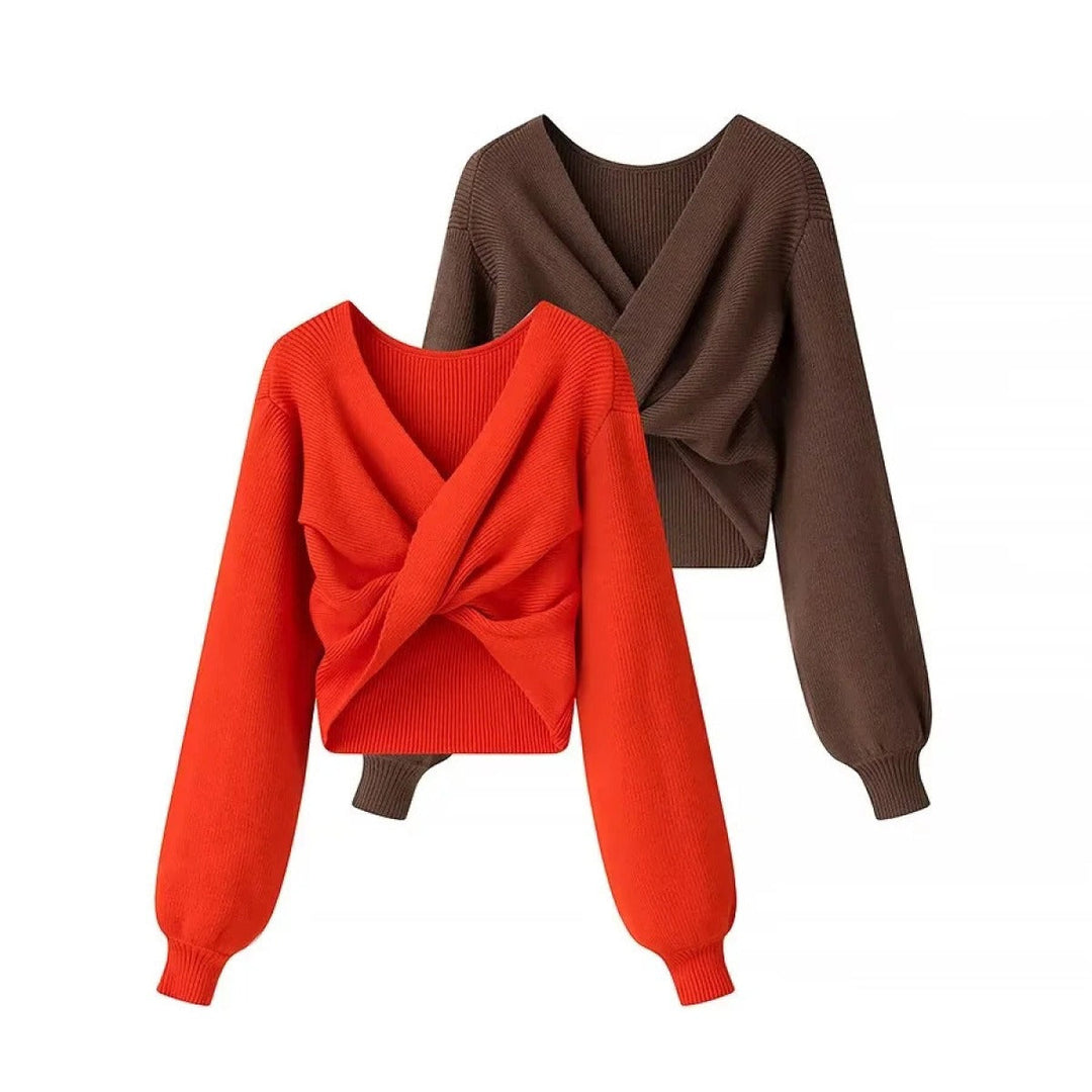 Pull en maille côtelée pour femmes avec design cropped - Alix