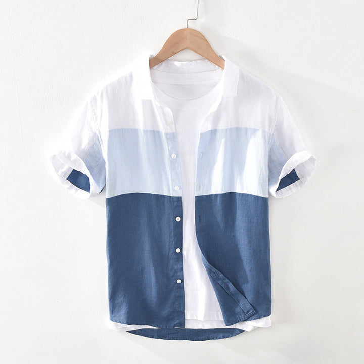 Chemise à manches courtes en coton coloré pour hommes - Sjoerd