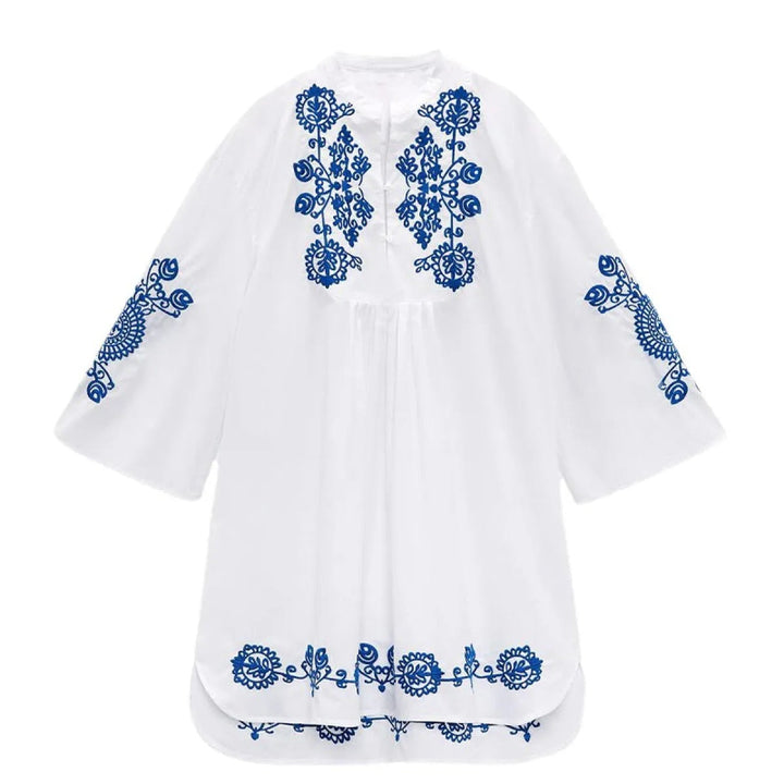 Robe courte en coton brodé pour femme, style ethnique, coupe ample - Irati