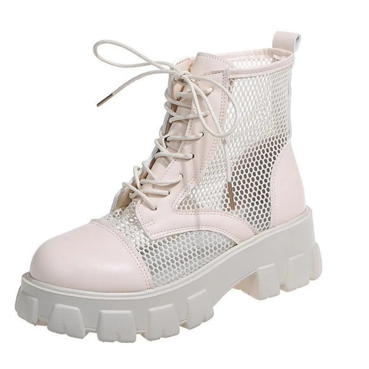 Bottes militaires pour femmes avec empiècements en maille - Lioré