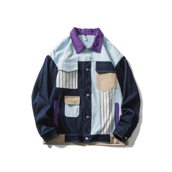 Veste homme patchwork denim multipoches design moderne - Keiro