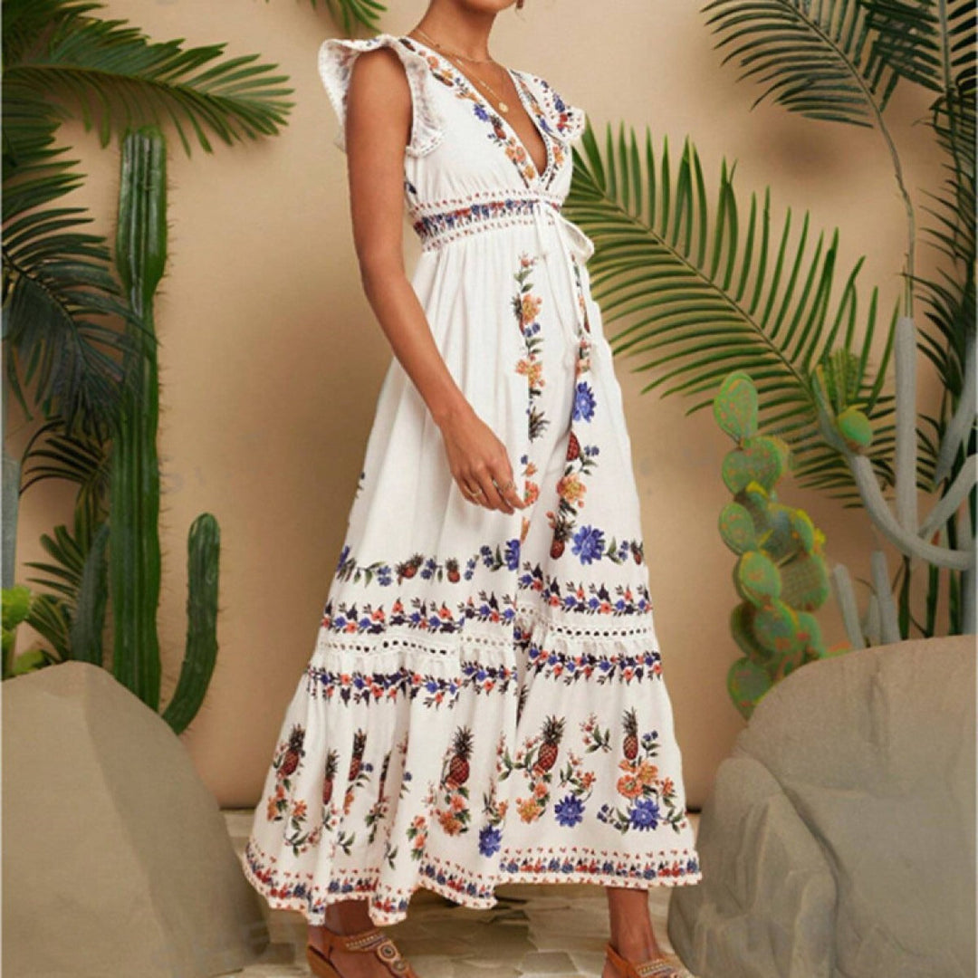 Robe longue brodée de style bohème pour femmes - Ameyal