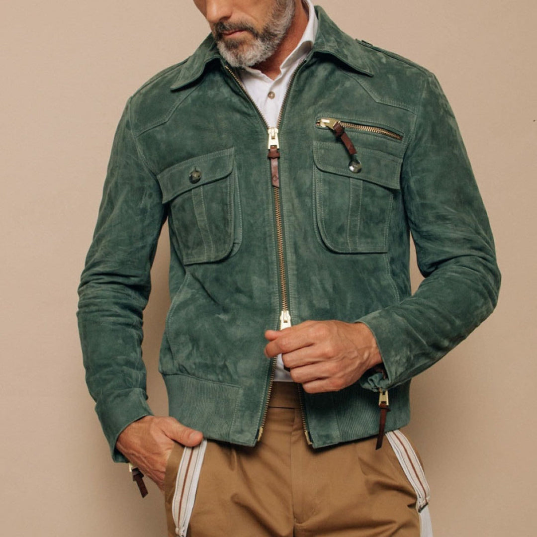 Veste homme en daim synthétique avec poches zippées - Laurent