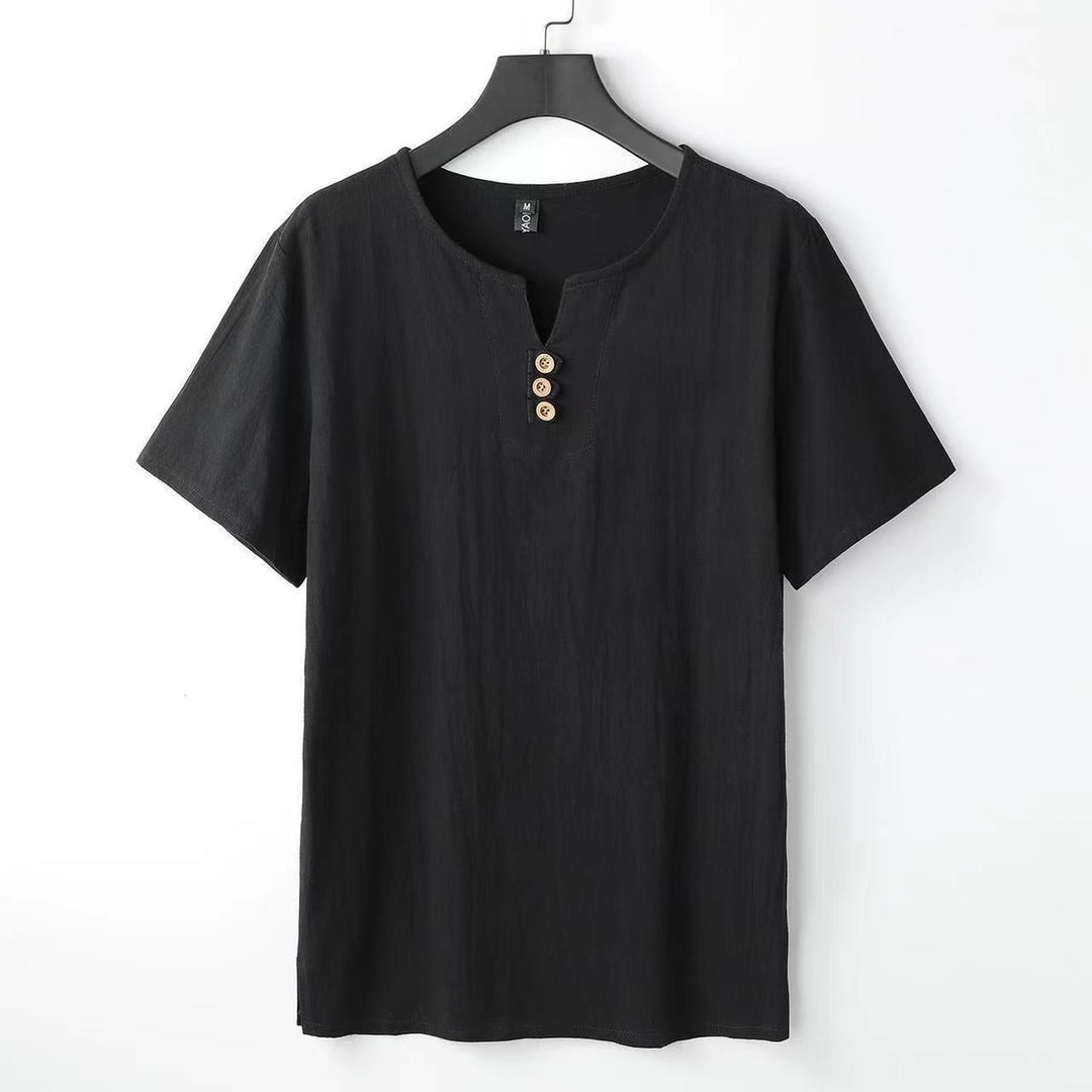 T-shirt boutonné à col henley en lin pour hommes - Carter's