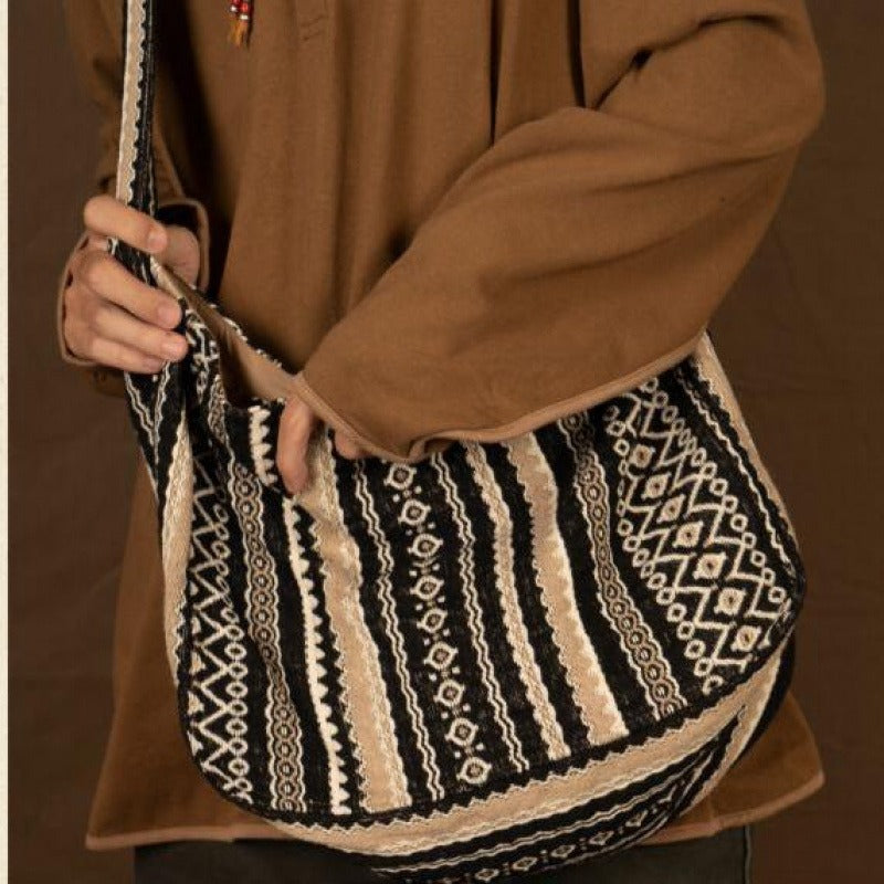 Sac à bandoulière en jacquard tissé de style vintage et ethnique pour femme - Mariana