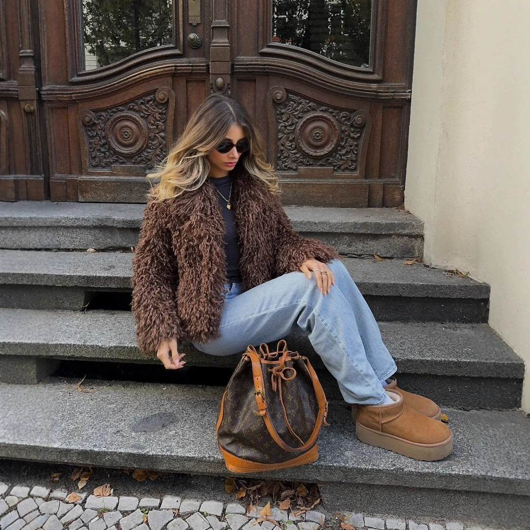 Manteau polaire à large revers pour femme - Daria