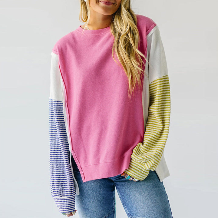 Sweat-shirt décontracté à manches longues multicolores - Maelis