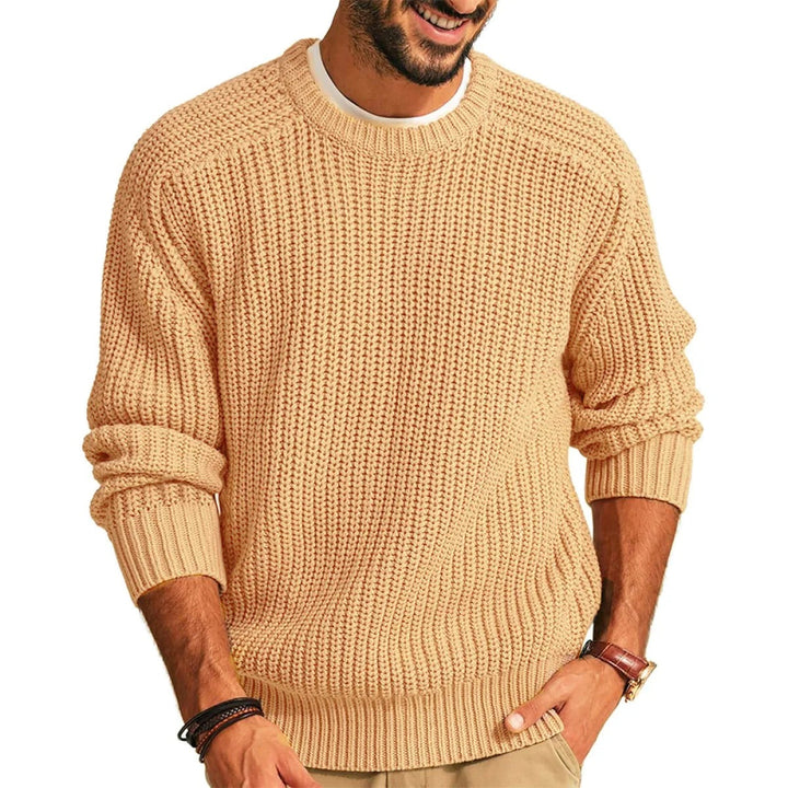 Pull à col ras du cou en maille épaisse pour hommes - Levik