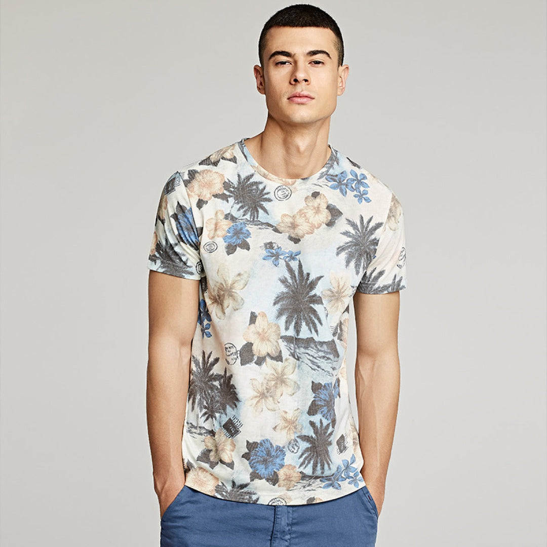 T-shirt homme à manches courtes, imprimé floral, style décontracté - Mateo