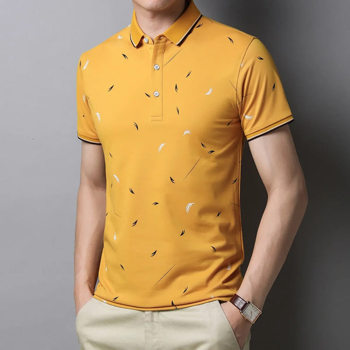 Polo léger en coton imprimé pour hommes, coupe ajustée - Mateo