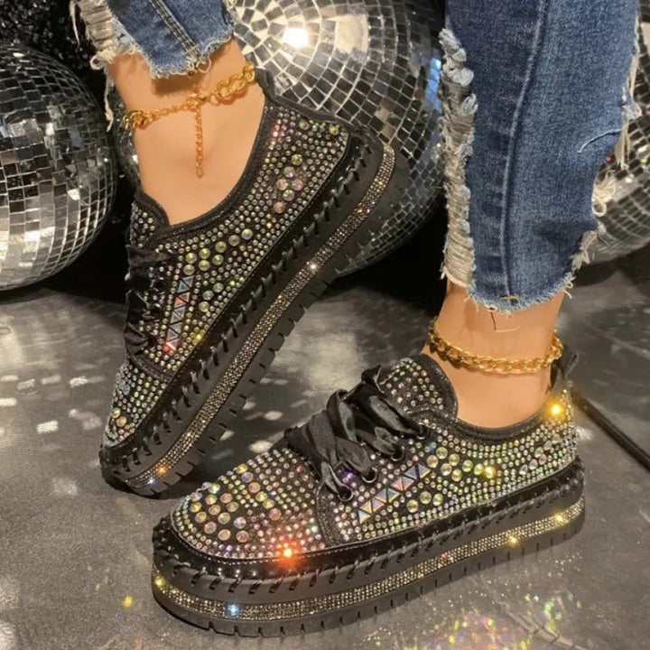 Baskets décontractées à plateforme pour femmes avec strass synthétiques - Lidia