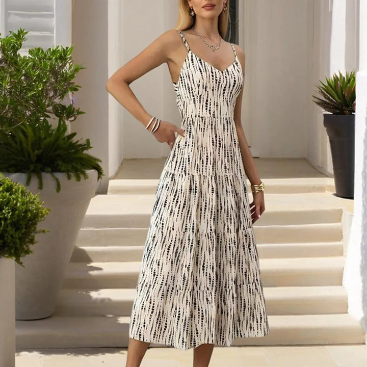 Robe midi à fines bretelles imprimée - Noelia