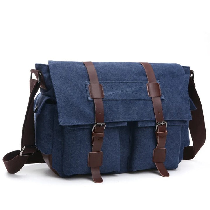 Sac à bandoulière en toile pour homme avec bretelles en cuir de style vintage - Sébastien