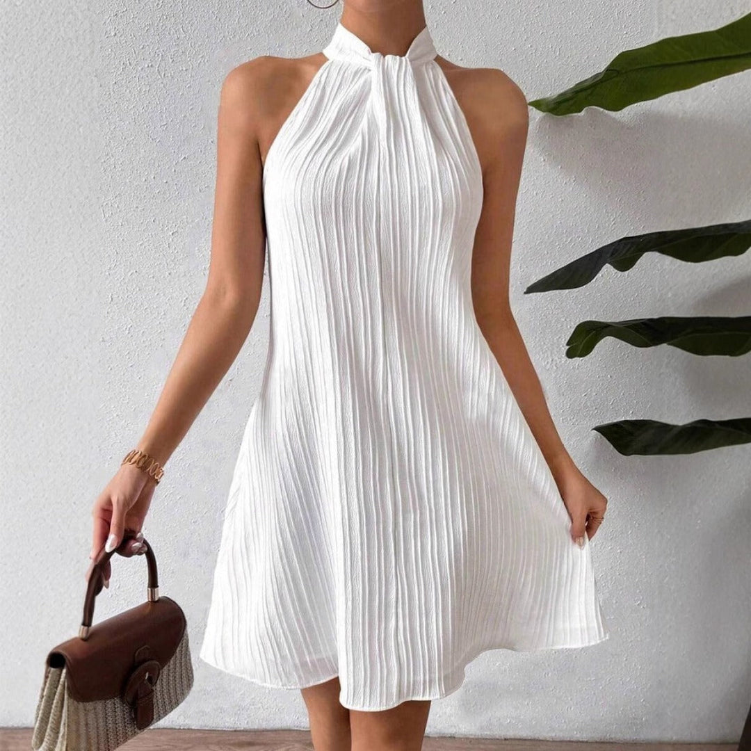Robe dos nu plissé avec ceinture pour femme - Eléa