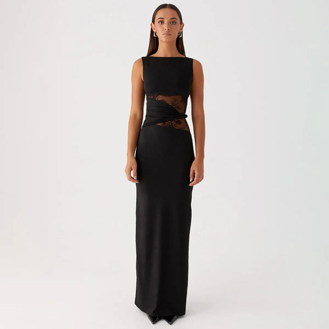 Robe longue sans manches en dentelle transparente - Leontina
