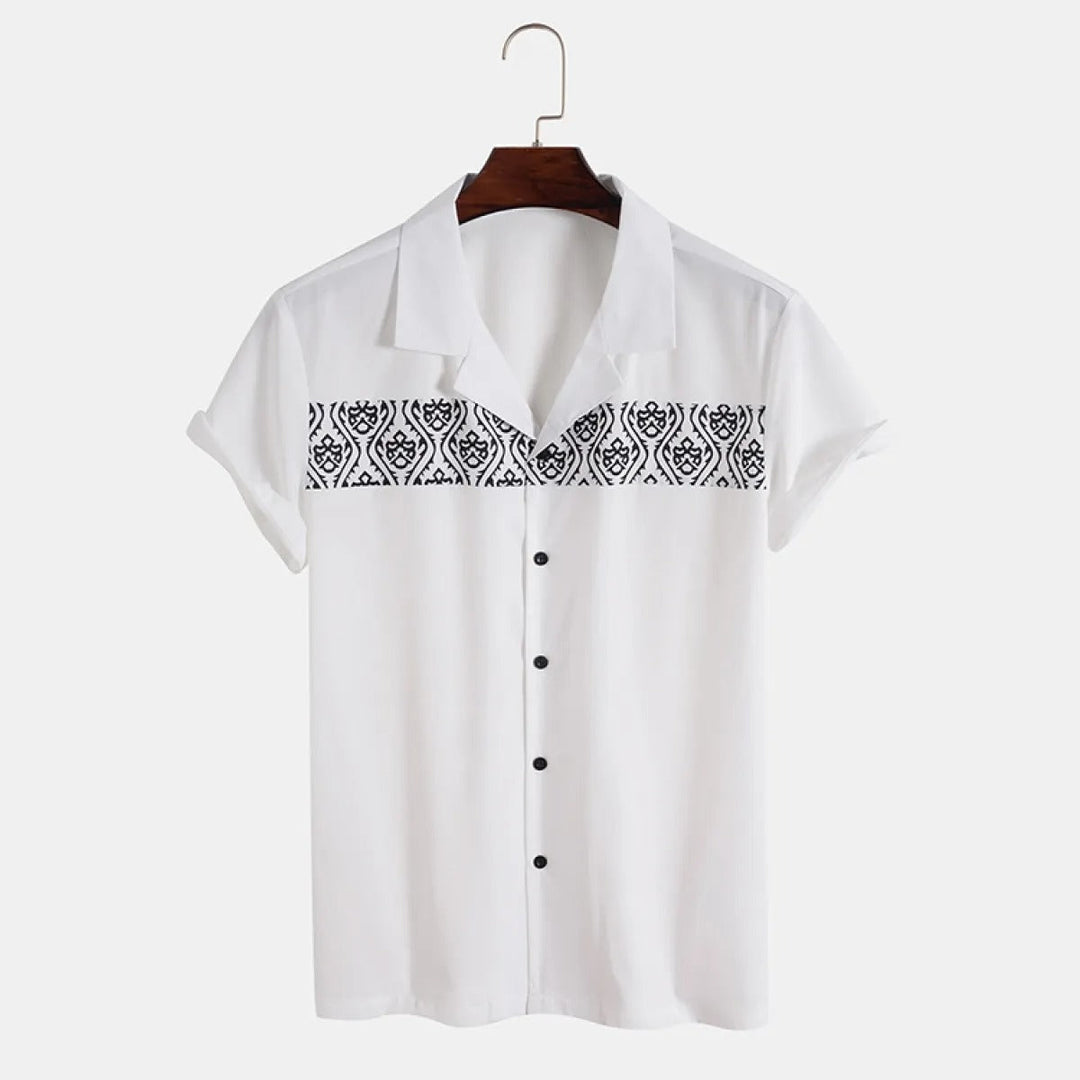 Chemise décontractée à manches courtes pour hommes avec broderie géométrique - Sven