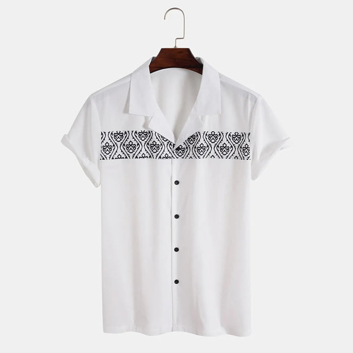 Chemise décontractée à manches courtes pour hommes avec broderie géométrique - Sven