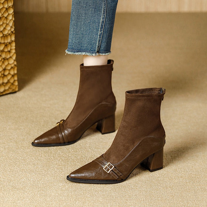 Bottines élastiques à talon large pour femmes - Maribel