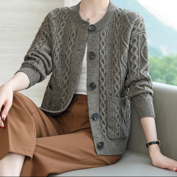 Gilet tricoté pour femme avec gros boutons - Liora