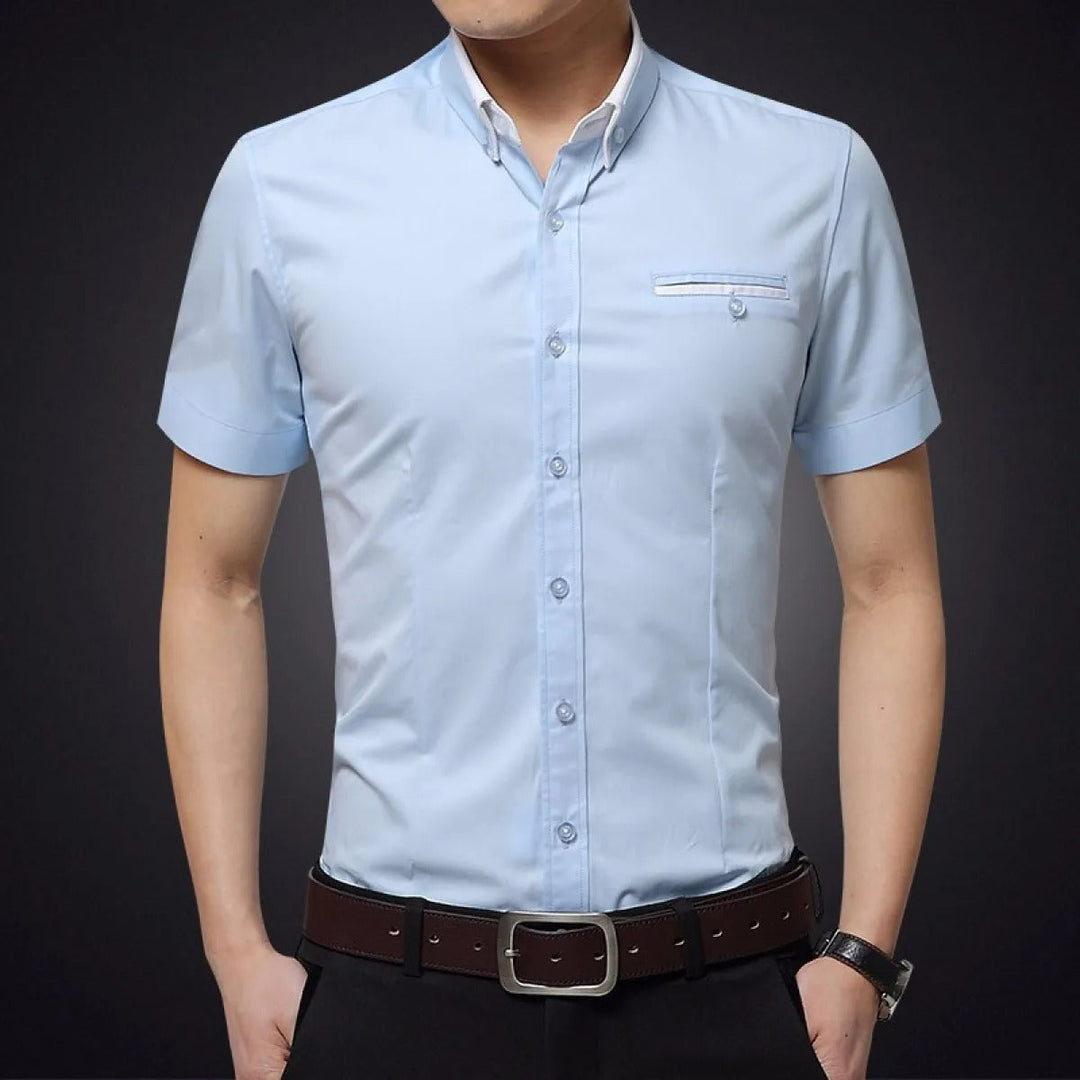 Chemise homme manches courtes en coton slim fit - Adrien