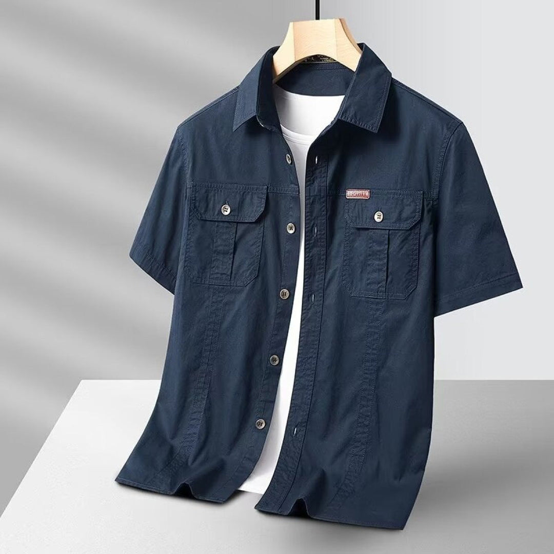 Chemise homme à manches courtes en coton avec poches militaires - Renzo