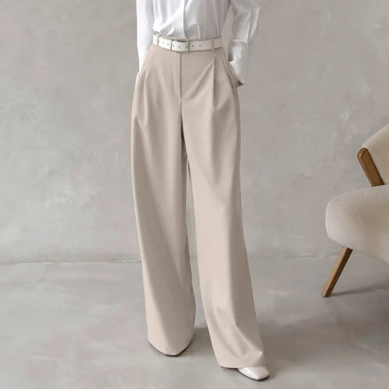 Pantalon de tailleur à taille haute et à jambe large pour femmes - Renata
