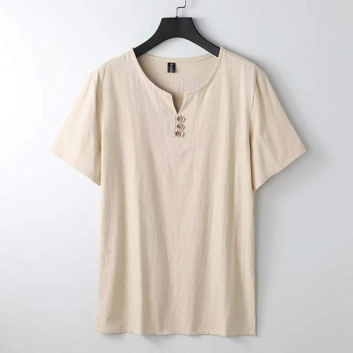 T-shirt boutonné à col henley en lin pour hommes - Carter's