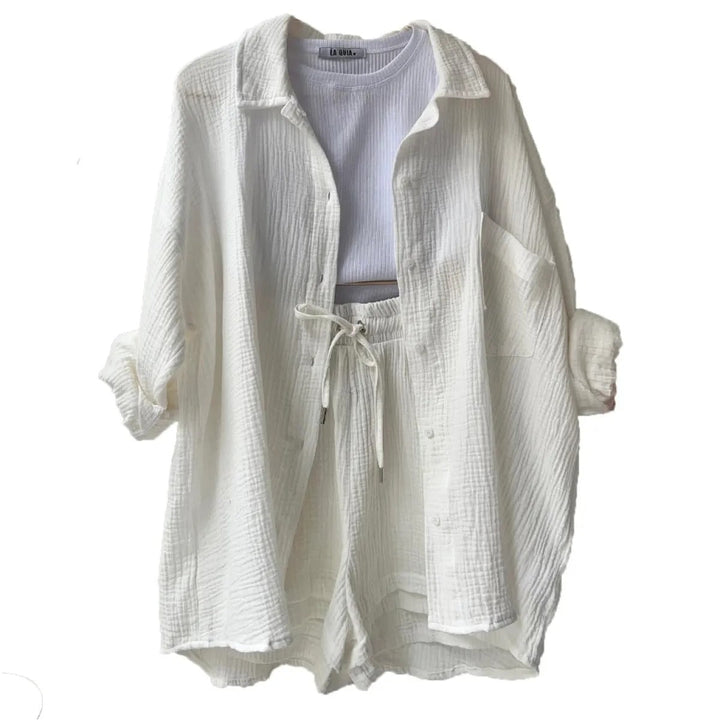 Ensemble trois pièces en coton froissé pour femme - Olga