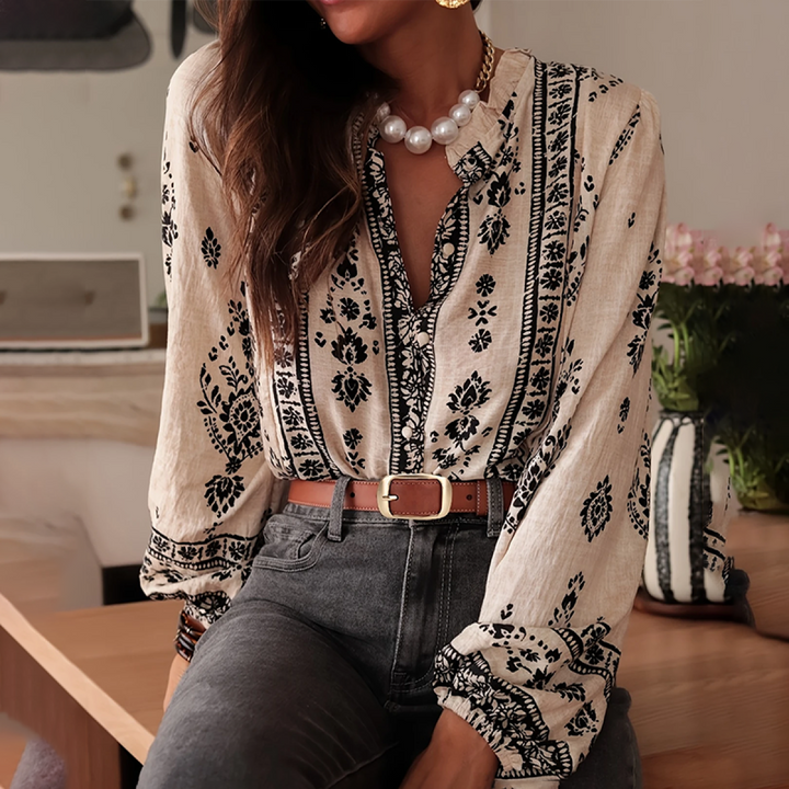 Chemisier femme en coton brodé style bohème - Solène