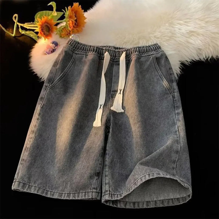 Short en jean avec taille élastiquée et cordon de serrage ajustable - Silas