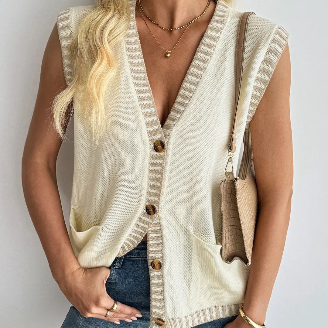 Gilet en maille sans manches à col en V - Ameline