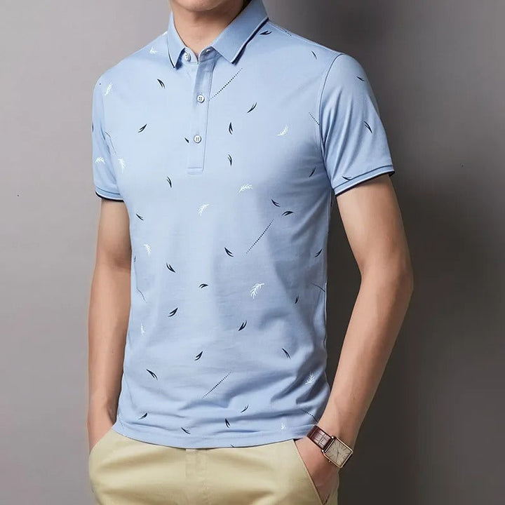 Polo léger en coton imprimé pour hommes, coupe ajustée - Mateo
