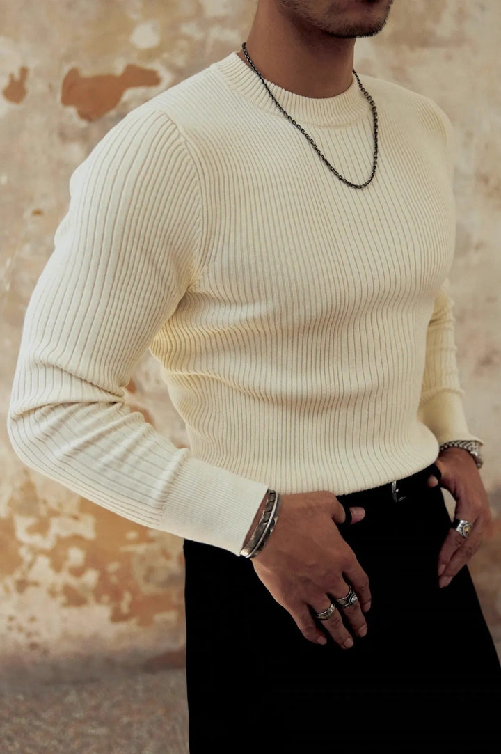 Pull côtelé homme slim fit col rond - Alvaro
