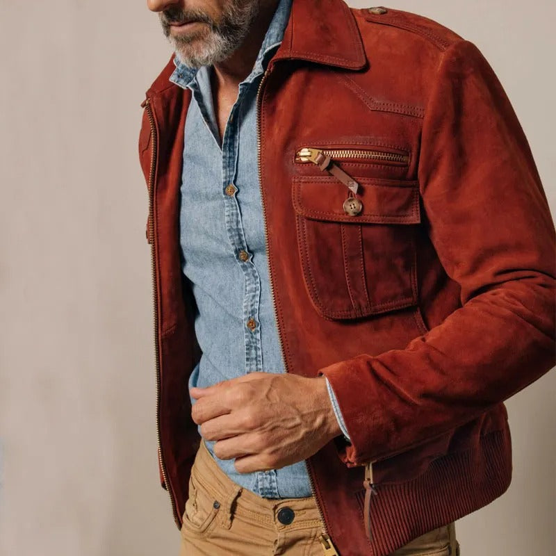 Veste homme en daim synthétique avec poches zippées - Laurent