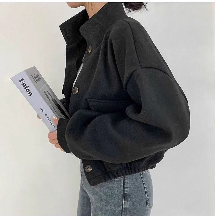 Veste courte en laine grise pour femme - Mauwi